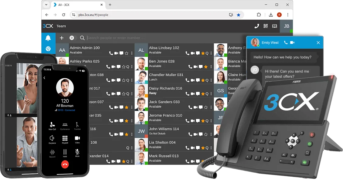 3CX Standard PBX Pro - softphone, mobile et IP phone
